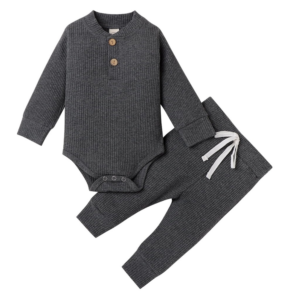 5/$20 | Ribbed Knit Cotton Long Sleeve & Pant Set (NB)